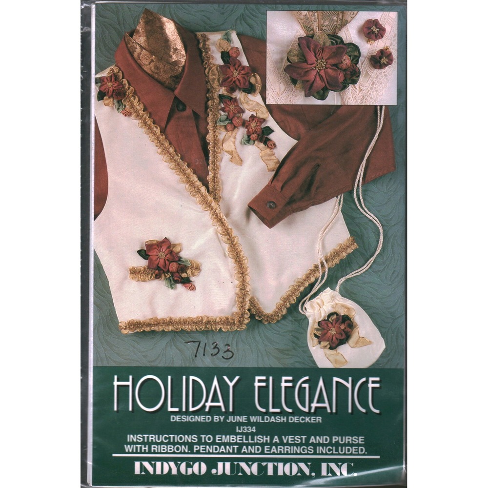 Indygo Junction Holiday Elegance 7133 Ribbon Vest Purse Pattern June Wildash